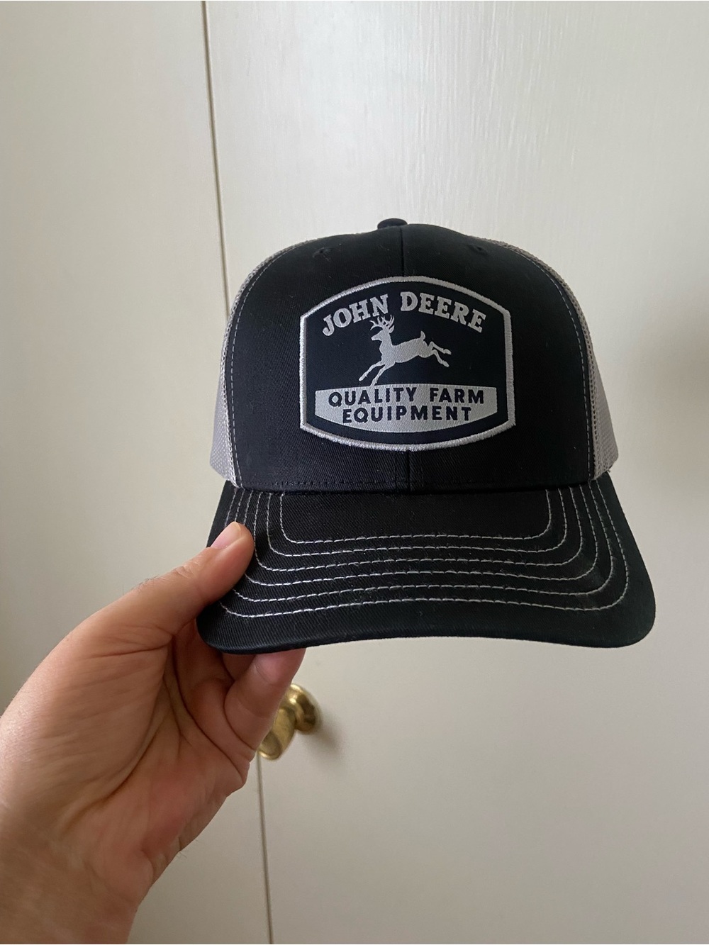 John Deere black and grey trucker hat brand new